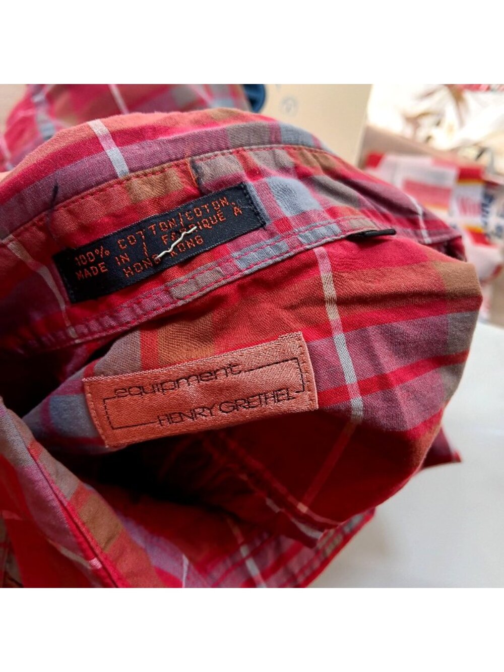 True Vintage Medium Top 1980's Country Plaid Button-Up Shirt Henry Grethel